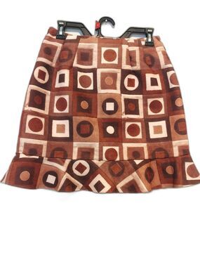 VTG Sharon Endick Poly Suede Skirt Boho Festival Peasant Brown Abstract Size 6